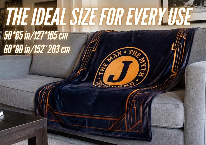 Gifts for Men, Initial Mens Blanket, Birthday Gift for Him, 60"x 80", B | Soft 350 GSM flannel throw with initial legend design for dads, husbands and grandpas, ideal for birthdays or Christmas