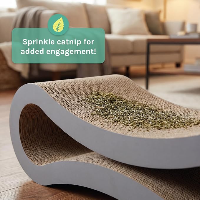 Kitty City Corrugate Cat Scratcher Lounger with Catnip - Cardboard Cat Scratcher Bed, Horizontal Kitty Couch Scratch Pad, Durable Play for Indoor Cats & Kittens - Gray, 34" x 10.5"