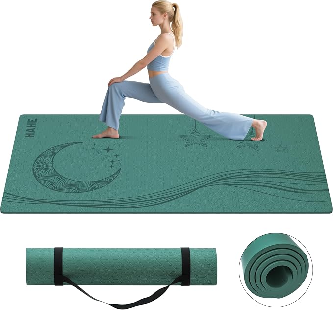 Extra Wide Yoga Mat, 72"x40"x0.4"Thick, Large Exercise Mat, Oversized Non Slip Workout Mat with Strap for Yoga, Pilates, Fitness, Home Gym Studio