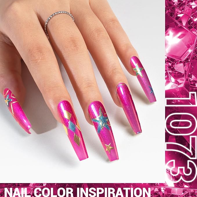 MelodySusie Hot Pink Glitter Gel Nail Polish,0.5fl oz Soak Off UV LED Hot Pink Jelly Shimmer Glitter Gel Polish Christmas Gift for Women Nail Art Manicure Salon DIY Nail Design Decoration at Home-1073