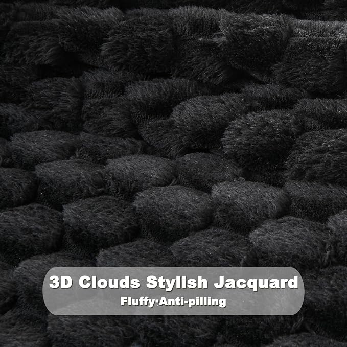 NEWCOSPLAY Fleece Clouds Cozy King Blanket for Couch, Black, 90"x110" | Premium Silky Flannel Blanket, Soft Lightweight Fluffy Throw Blanket for Bed Sofa Decor, Gift for All Season Use