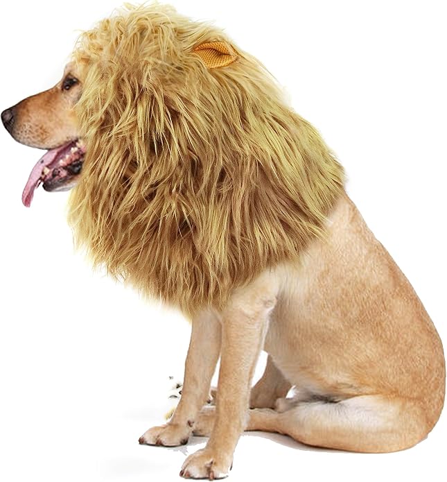 Lion Mane Wig for Dogs with Ears, Funny Pet Costumes for Halloween Christmas