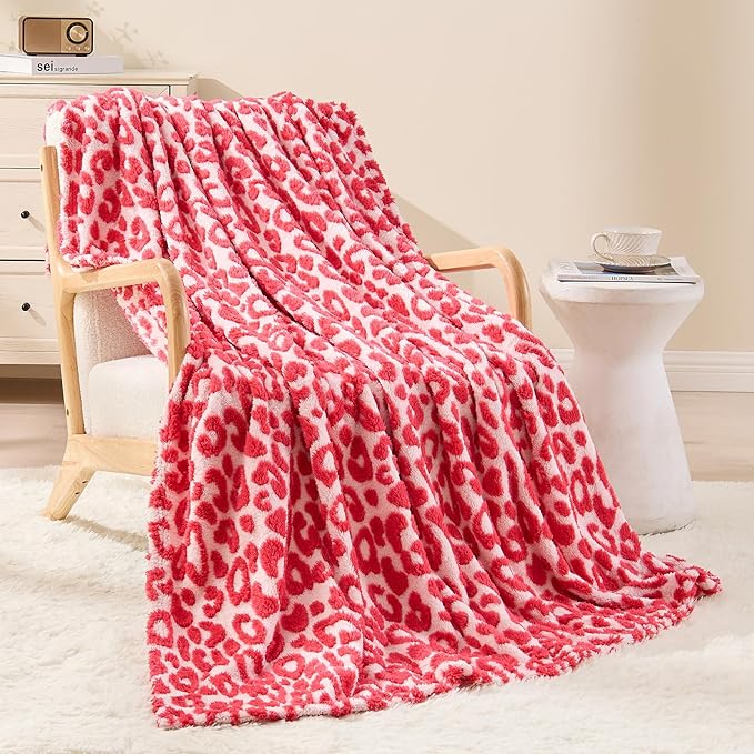 Cheetah Print Blanket Leopard Blankets Hot Pink Throw Blanket for Couch Bed - 60"x80"