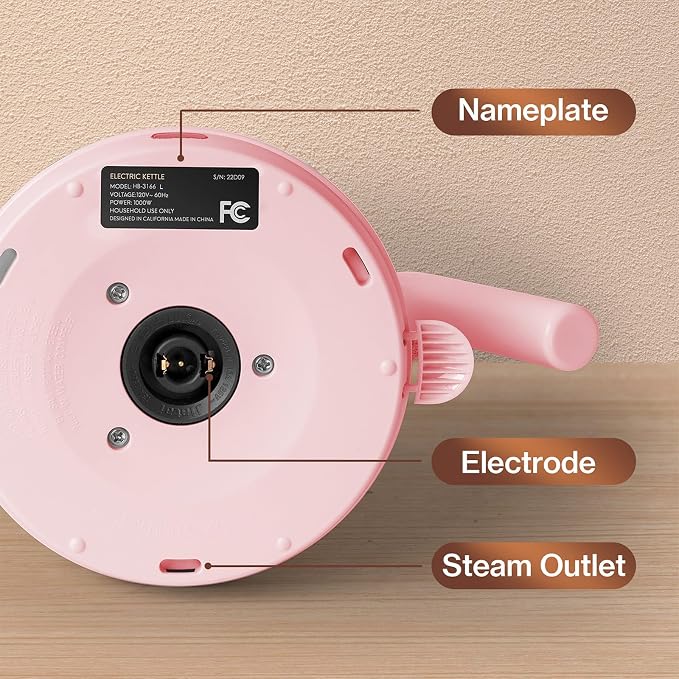 Mecity Electric Kettle Gooseneck Water Kettle Stainless Steel Tea Kettle Water Boiler Fast Heating, Auto Shut Off, 27 fl oz, 1000W, Pink