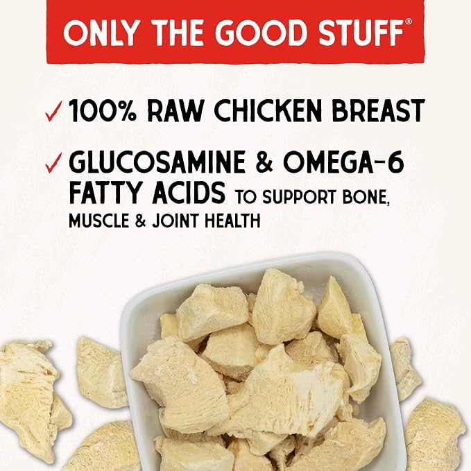 Stella & Chewy's Freeze-Dried Raw Chicken Breast Dog Treats - Single Ingredient, No Additives - Premium Training Treats - Perfect For Picky Eaters - 2.75oz Bag