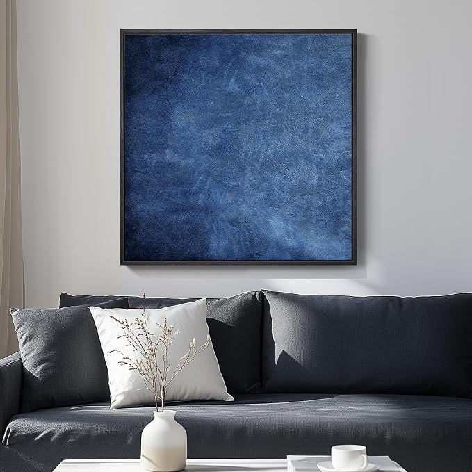 Large Framed Modern Navy Blue Abstract Wall Art for Living Room, 30x30 Inch | Navy blue, Canvas prints, Abstract pictures, Minimalist artwork, Square Paintings, Dining room decor, Bedroom wall decor