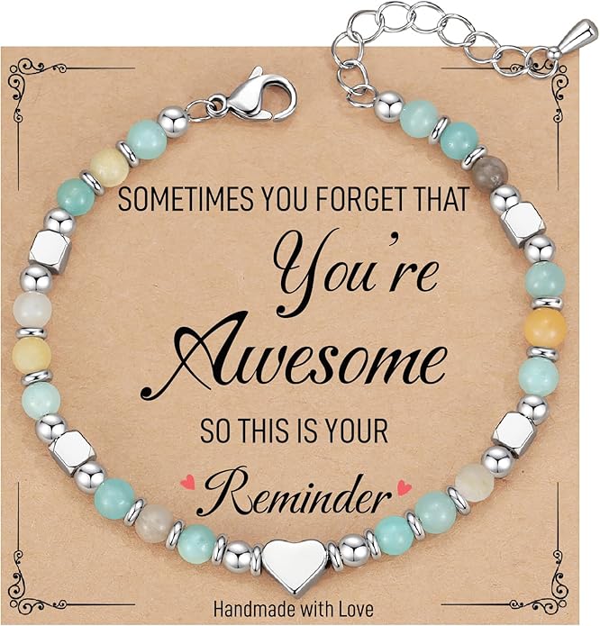 TONY & SANDY Tiny Beaded Bracelets for Women, Sometimes You Forget You're Awesome Gift, Unique Gifts for Women, Mom, Daughter, Wife, Coworker, Best Friend, Bestie, Granddaughter