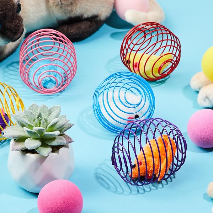 Jecery 5 Pcs Cat Toys Spring,Mouse,Multicolor