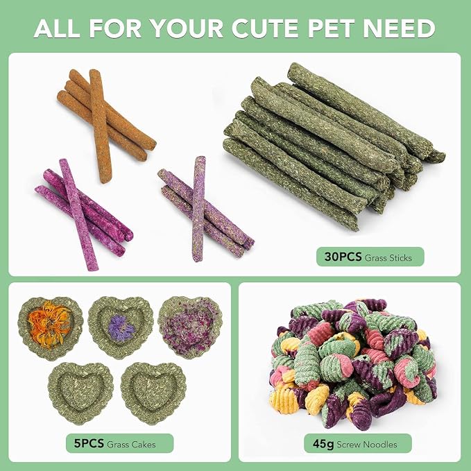 Rabbit Chew Toys Teeth Timothy Hay Sticks, Guinea Pig Chew Treats Toys