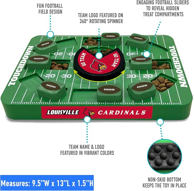 Pets First NCAA Louisville Large Puzzle Toy - Interactive Dog Treat & Slow Feeding Toy