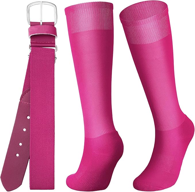 Zhanmai Baseball Belt and Socks Combo Adjustable Softball Socks and Elastic Waist Belt for Youth Boys Girls, Adult