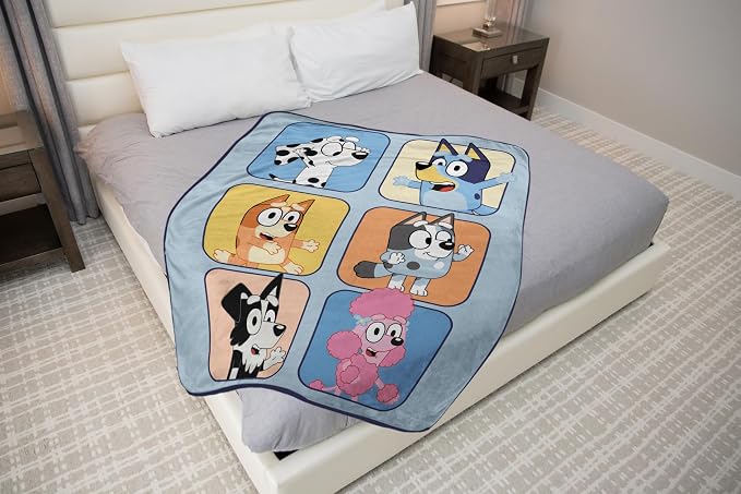 Sunny Side Up Bluey Kids Plush Throw Blanket - Ultra Soft Cozy 46 x 60 Inches - Plush Fleece for Bed, Couch, Sofa, Home Décor, Official Licensed, Multi - Bluey