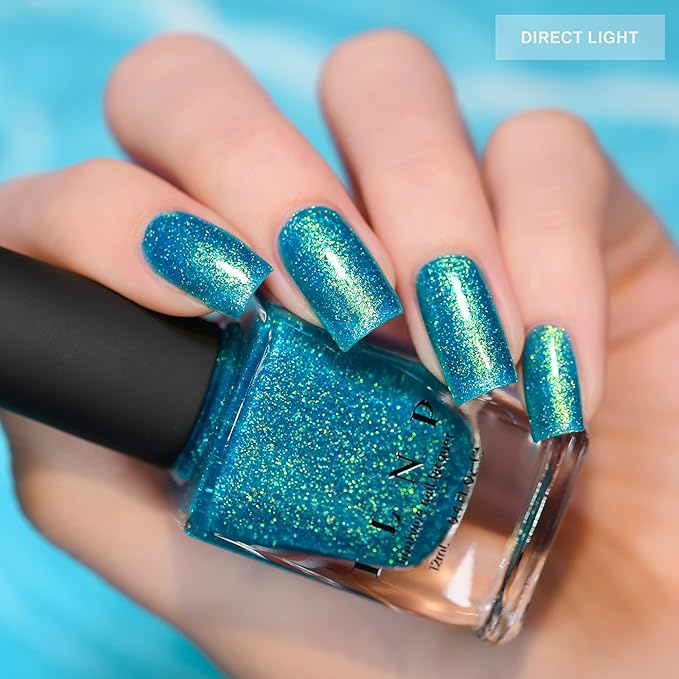 ILNP Blue Lagoon - Shimmering Teal Holographic Jelly Nail Polish