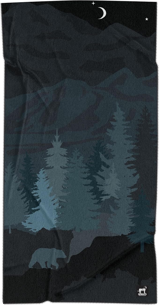 Sprints Athletic Running Towel, Full-Sized, Car Seat Cover - Performance Microfiber (Nightfall Grizzly)