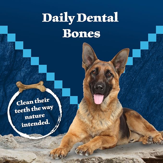 Blue Buffalo Wilderness Large Dog Dental Chews, Grain-Free, 10 oz | Reduces Tartar & Plaque, Freshens Breath, Sized for Dogs 50 lbs. and Up, No Artificial Preservatives
