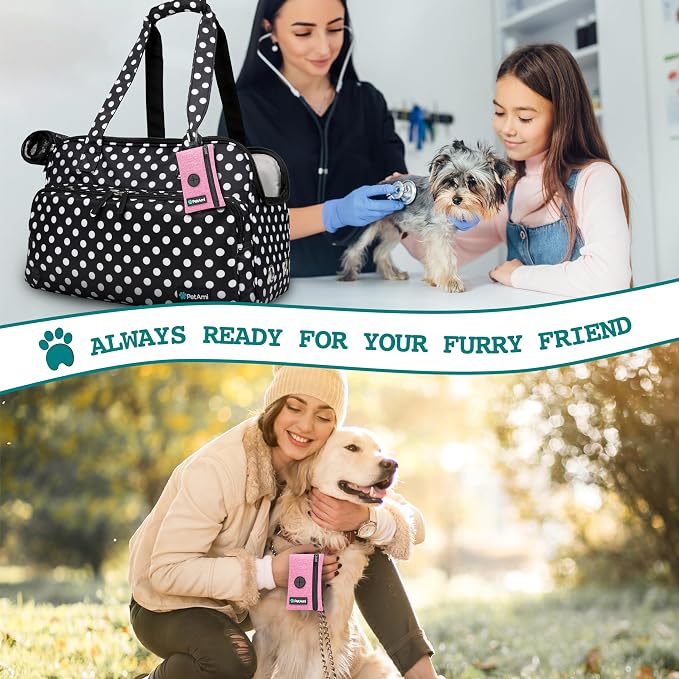 PetAmi Dog Poop Bag Holder for Leash, Pet Waste Bag Dispenser, Pink