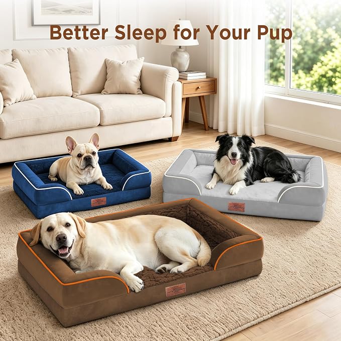 Comfort Expression Waterproof Orthopedic Dog Bed for Medium Size Dog | Supportive Egg Crate Foam Medium Pet Bed with Removable Bolsters, Dog Couch with Washable Cover & Non-Slip Bottom, 30x20 Inch