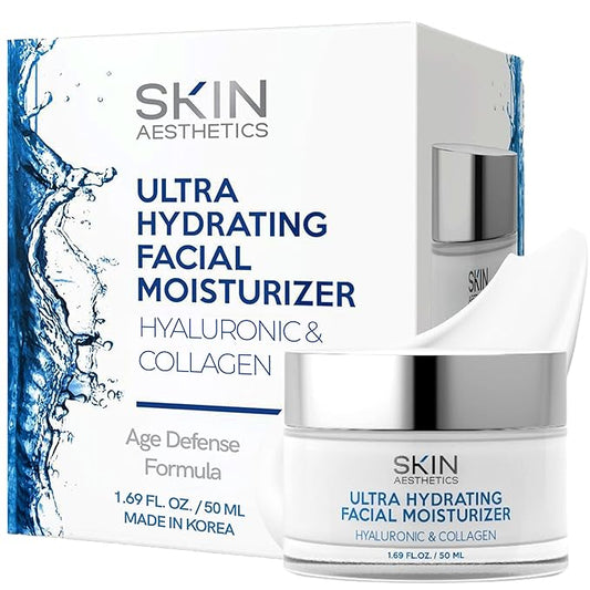 Hyaluronic Acid & Collagen Face Moisturizer - Anti-Aging, Ultra Hydrating, Fine Lines & Wrinkles Treatment - Dermatologist Tested Korean Skincare - Clean Beauty, Cruelty-Free - 1.69 oz