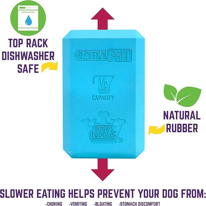 Chew King Premium Treat Dog Toy, Large, Extremely Durable Natural Rubber Fillable Toy Collection, Frozen Feeding