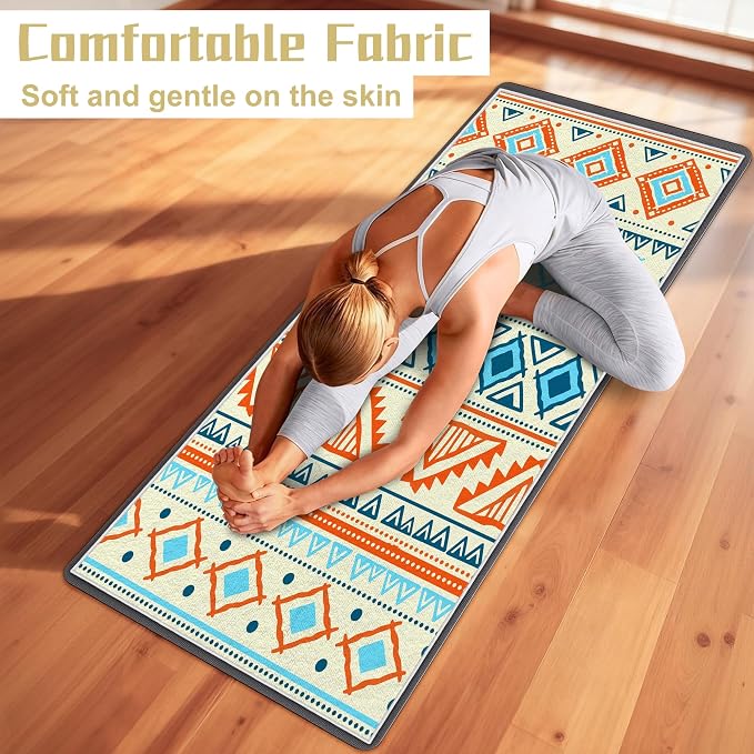 Yoga Towel,Absorbent Yoga Mat Towel for Hot Yoga Non Slip,Stylish Prints,Ideal for Workouts,Hot Yoga,Bikram,Pilates Equipment,72 x 27 in,Yellow