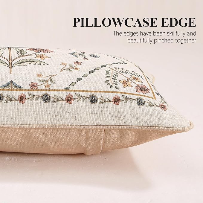 Designer Vintage Linen Throw Pillow Cover,28"x12"-Cornucopia B | Elegant French Rectangle Pillow Cover,Concealed Zipper Design,Floral Pattern,Sofas,Bedroom,Living Room,Lounge Chairs