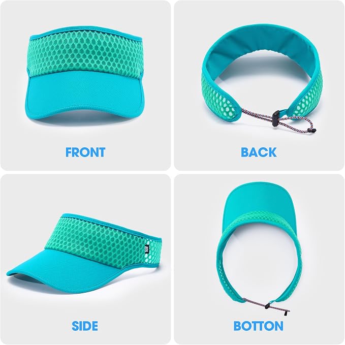 LONGLONG Sports Sun Visor Hat with Non-Slip Toggle Breathable for Women Men | Adjustable Quick Dry Moisture-Wicking Soft Lightweight Mesh Sun Protection Cap Golf Tennis Pickleball Running Garden Hiking