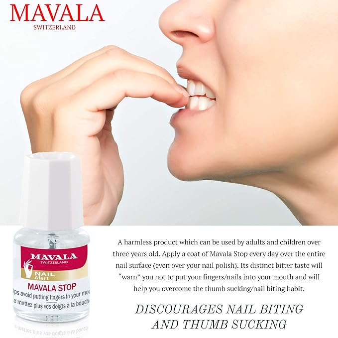 Mavala Stop Deterrent Nail Polish Treatment | Nail Care to Help Stop Putting Fingers In Your Mouth | Bitter Taste| Easy Application | For Ages 3+ | 0.17 oz