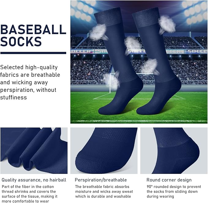 Zhanmai Baseball Belt and Socks Combo Adjustable Softball Socks and Elastic Waist Belt for Youth Boys Girls, Adult