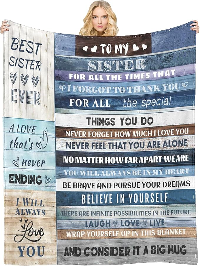 Soft Throw Blanket Sister Gift - Perfect for Sister, Mother's Day, Christmas & Valentine's Day (50x60)