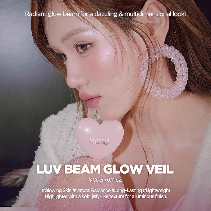 lilybyred Luv Beam Glow Veil | Korean Heart-Shaped Highlighter, Illuminating Shimmer, Radiant Glow, Silky Powder Texture, Buildable & Blendable, Lightweight & Long-Lasting, 0.12 oz. (07 Chiffon Beam)