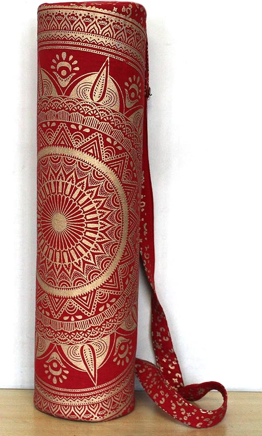 ICC Black Gold Mandala Full-Zip Exercise Yoga Mat Carry Bag Gym Beach Pilates Carrier Bags Hippie Mandala Indian Cotton Bag