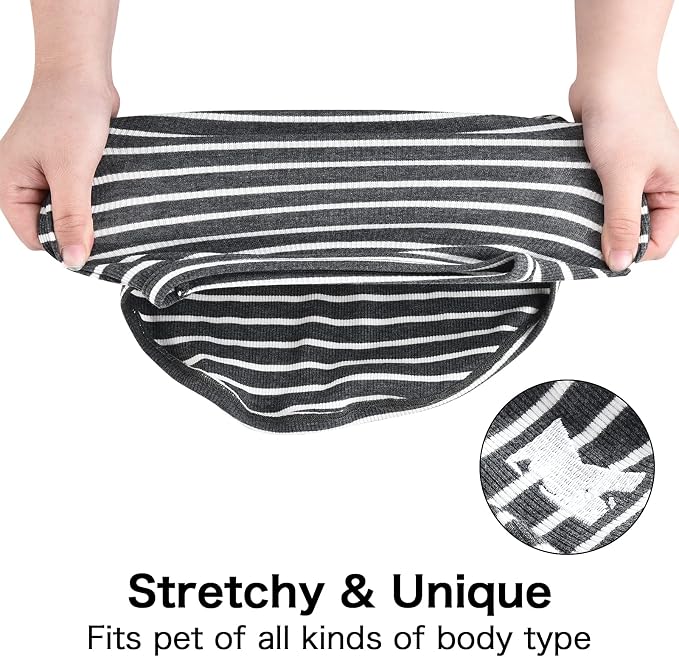 Koneseve Dog Shirt Vest Lightweight Stretchy Dog T-Shirts Soft Cool Sleeveless Stripe Vests Breathable Clothes for Puppy Kitty Cats Small Medium Large Dogs 2 Pack Black + Grey [ 5XL ]