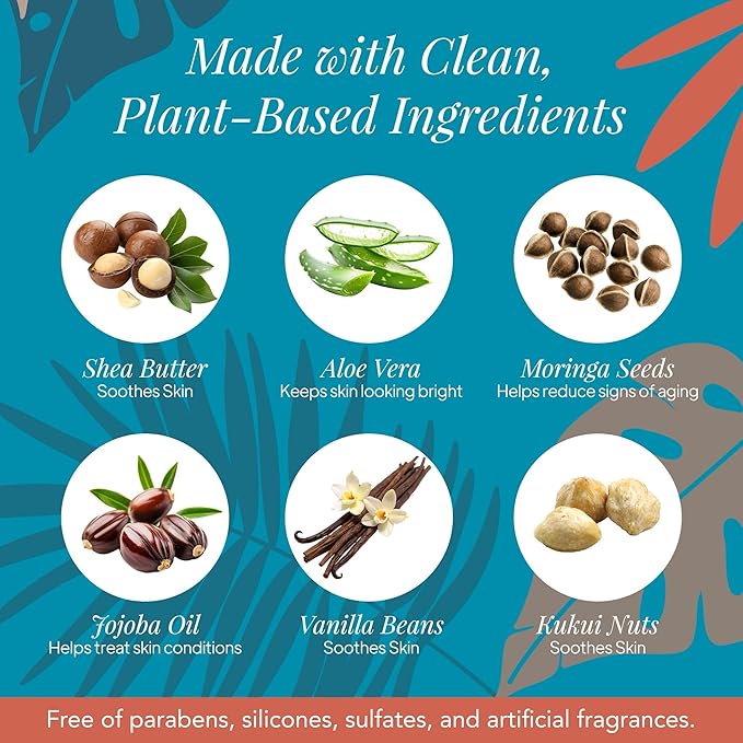 Saavy Naturals Deeply Hydrating Body Cream for Dry Skin – Nourishing Shea Butter, Plant-Based & Sustainably Sourced – Tahitian Vanilla – 8.5 fl oz, 2 pack