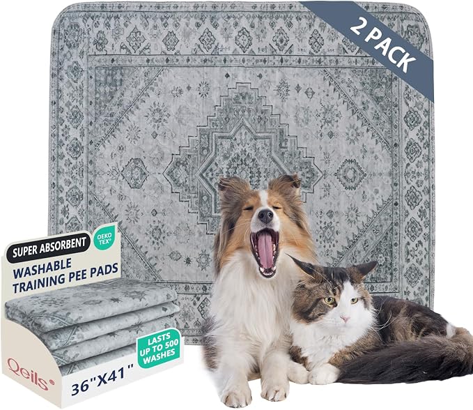 Washable Pee Pads, Super Absorbent Puppy Pads, 2 Pack 36"x41" | Reusable Dog Training Pads, Leakproof With Waterproof Non-Slip Backing For Crates, Floors, Indoor Potty & Furniture