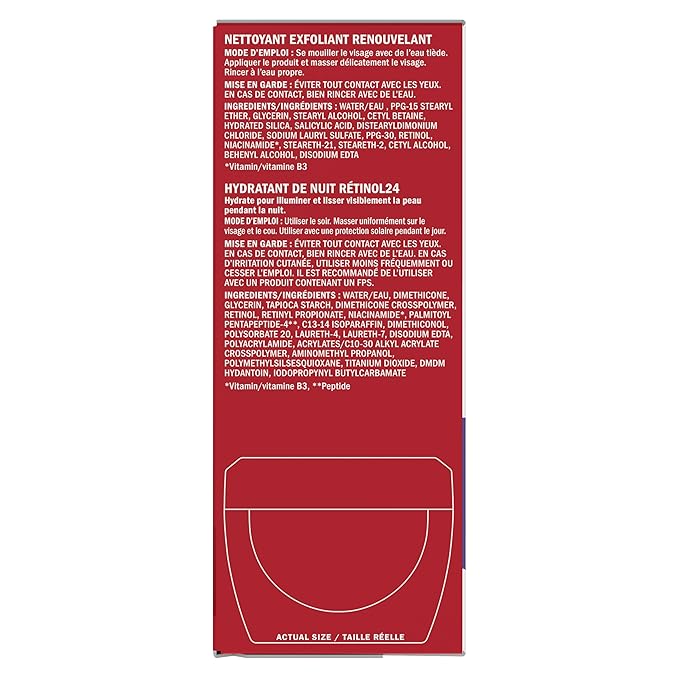 Olay Retinol 24 Duo Pack, Renewing Exfoliating Cleanser, Fragrance-Free 5.0 oz, Night Moisturizer, Fragrance-Free, 1.7 oz