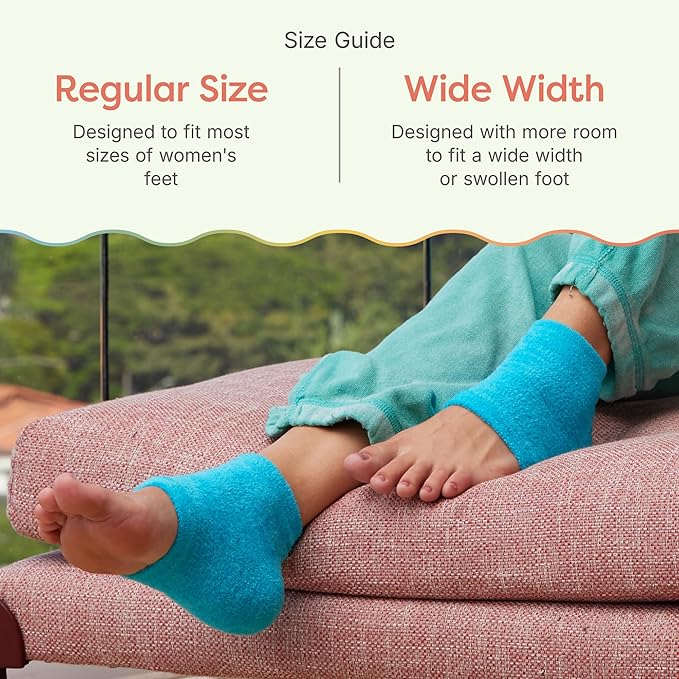 ZenToes Moisturizing Socks for Cracked Heel Treatment, Vitamin E, Olive Oil and Jojoba Oil Heel Socks, Stocking Stuffers for Women, Spa Self Care Gifts for Women (Fuzzy Blue, Regular)