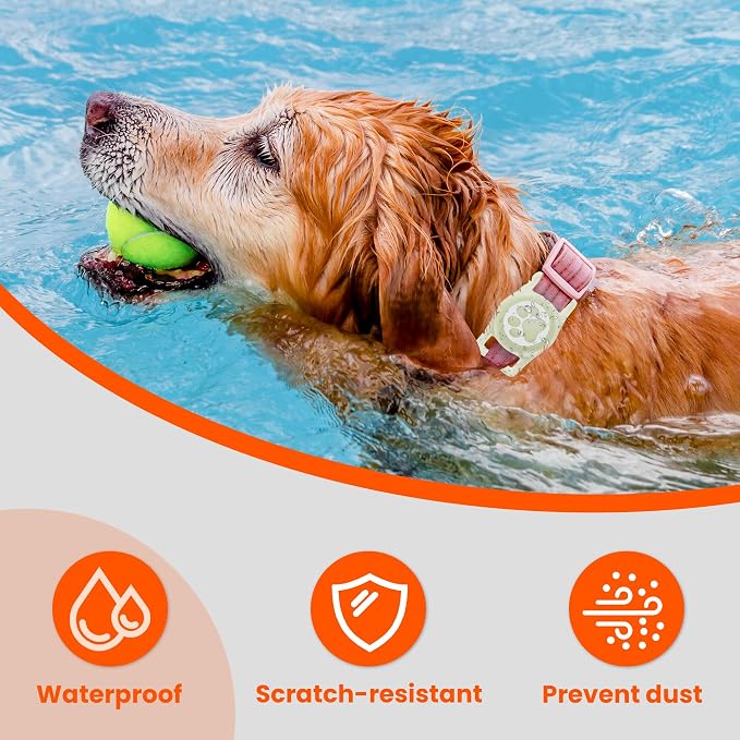 Waterproof Airtag Dog Collar Holder for Apple Air Tag, Silicone Glow Dog Airtag Holder for Dogs & Cats Collars(Luminous)