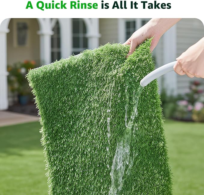 Replacement Artificial Grass Pee Pads for Dogs Potty Training to Pee & Poop | Faster Drainage, Washable, Easy to Clean & Dry Fake Grass for Puppy Pets, Protect Floor Furnitures of Apartment Balcony Patio