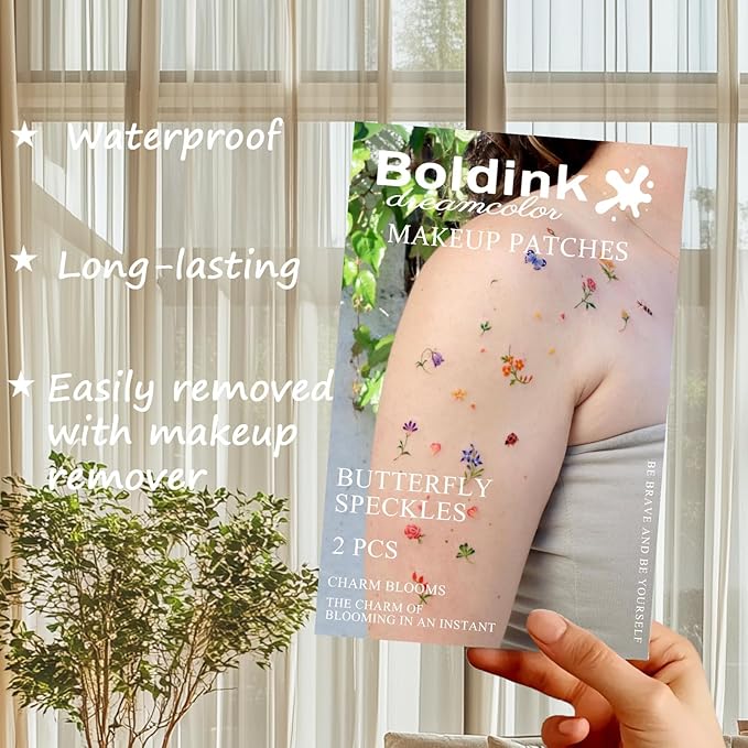 2pcs Makeup Patches,Face Makeup Patches,Beauty Face Makeup,Butterfly Patches,Waterproof Flower Patches,Temporary Facial Butterfly Patches For Women.