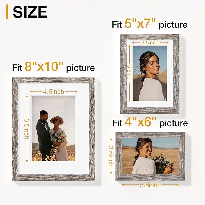 Vittanly 15 Pack Picture Frames Collage Wall Decor, Wall/Tabletop Display | Dark Grey, Multi-Size Gallery Wall Frame Set: 3pcs 8x10, 6pcs 5x7, 6pcs 4x6. Picture Frame Set for Family