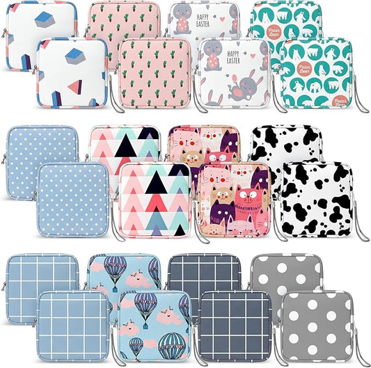 Paterr 24 Pcs Sanitary Napkin Storage Bag Set Including Portable Period Pouch Hand Wrist Strap Lanyard String Holder Tampons Holder Pouch First Period Gift for Teen Girls(Cute Style)