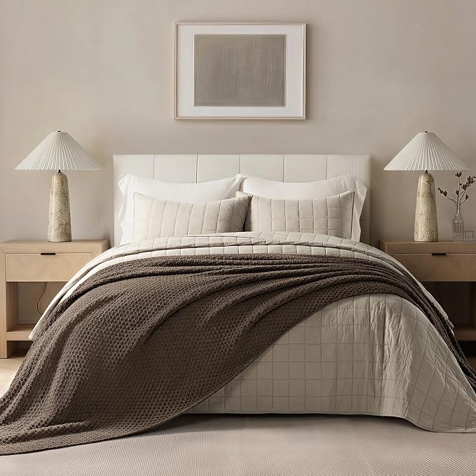 EVERGRACEHOME Chunky Chenille Knit Throw Blanket, 90 x 90, Cocoa Brown | Sculpted Moss Stitch, Chic Modern Farmhouse, All-Season Warmth, OEKO-TEX® Certified, Oversized Queen for Couch, Bed, Sofa