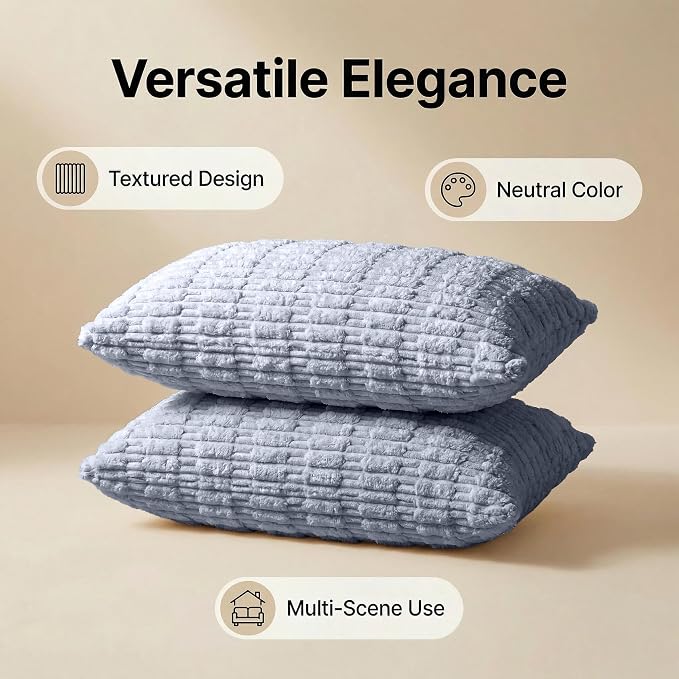 JMGBird Accent Pillows Rectangle Throw Pillows with Inserts Included | 12x20 Blue-Grey Corn Pattern - Lumbar Pillows with Inserts for Indoor Home Decor