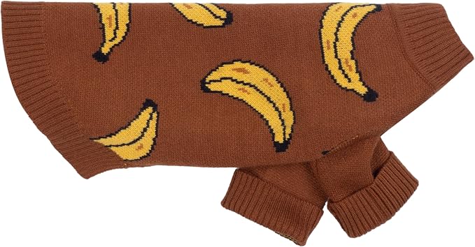 Fitwarm Banana Dog Sweater, Thermal Dog Winter Clothes for Small Dogs Boy Girl, Pet Outfit, Brown, Yellow, Large