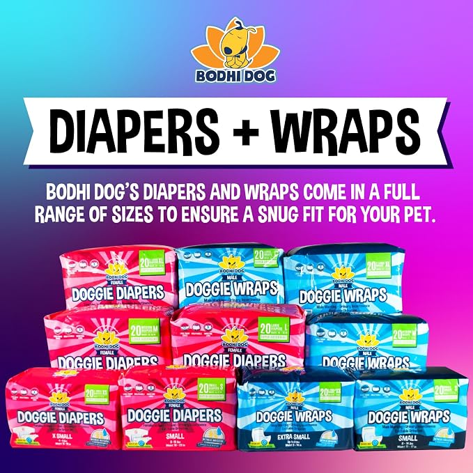 Bodhi Dog Disposable Male Dog Diapers - Super Absorbent, Leak-Proof Pee Wraps - Adjustable Fit, Comfortable Design, Advanced Moisture Control, and Wetness Indicator - Small (20 Count)