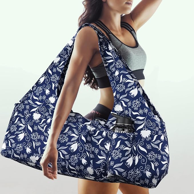 Large Yoga Mat Bag Yoga Bags and Carriers Fits All You Stuff Yoga Tote Bag with Yoga Mat Strap, Elastic Pockets and Zipper Pockets