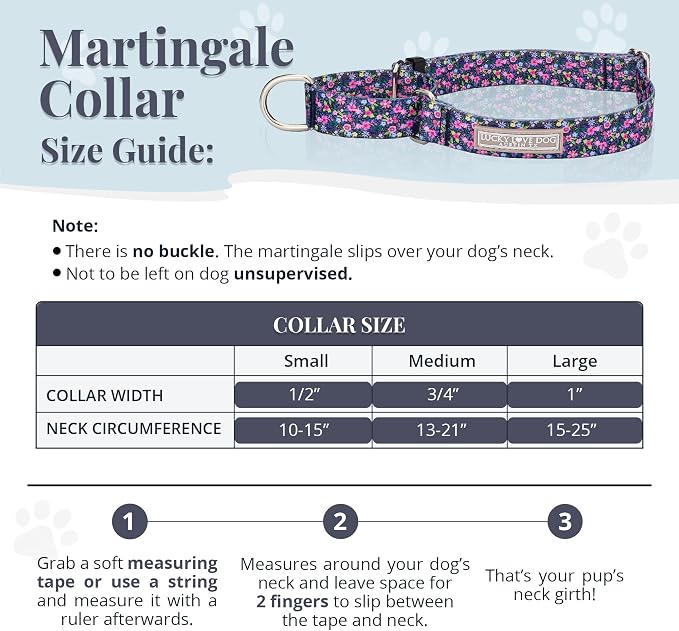 Lucky Love Dog Martingale Collar for Large Dogs No Slip – Primrose, Large