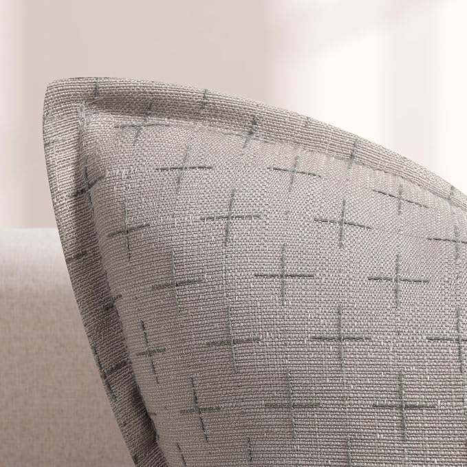 Pillow Covers 20x20 Set of 2 Soft Polyester Textured Pillow Covers with Stylish Flange Edge Cozy Farmhouse Throw Pillows for Couch Bed Sofa Living Room