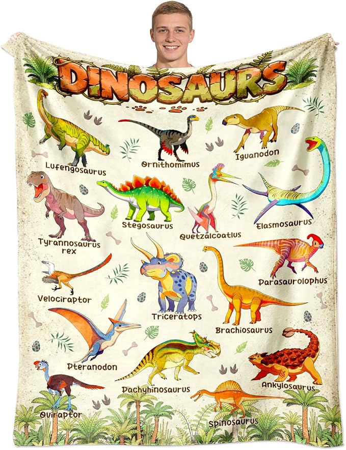 Dinosaur Blanket Gifts for Dinosaurs Lovers Soft Flannel Dinosaur Throw Blanket Bedding Decor 50"x40"