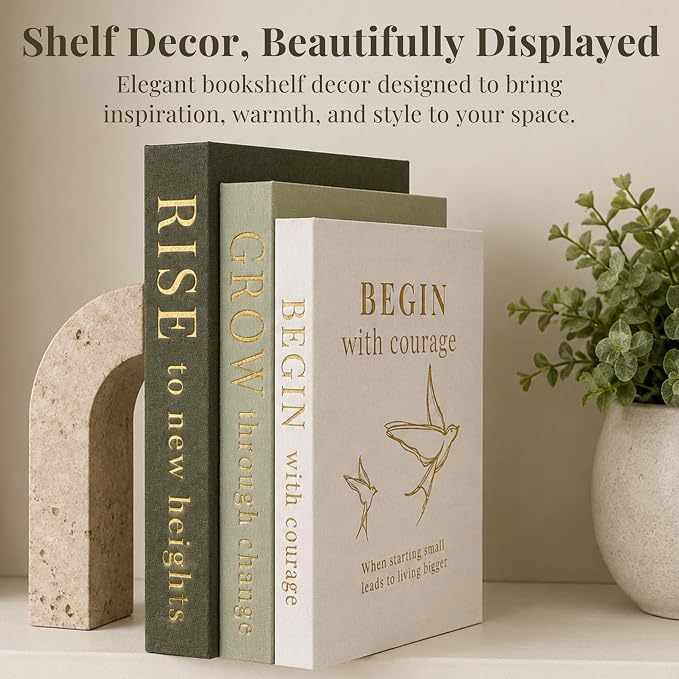 Decorative Books for Home Decor | Elevate your Bookshelf Decor with Coffee Table Books (Fake Books Set of 3) | Faux Books for Decoration | Hollow Book Box with Hidden Storage | Decorative Storage Box